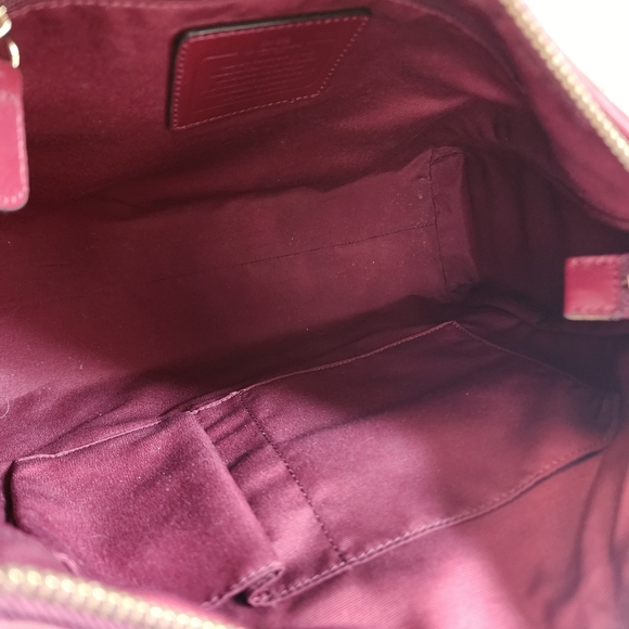 Coach Dark Red Wine Leather Charlie Hobo Purse Bag #57133E - Picture 9 of 11